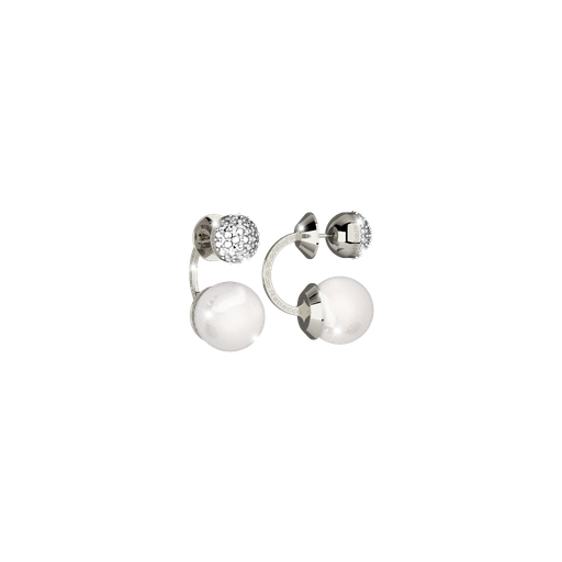 [TE.FASH.0007344] Rebecca White Gold Plated Huggies W/Pearl & White Stones