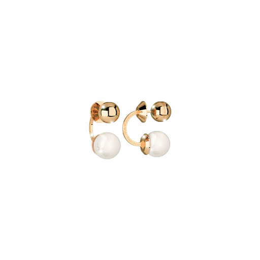 [TE.FASH.0007345] Rebecca Yellow Gold Plate Huggie Earring W/White Prl