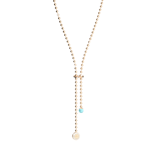 [TE.FASH.0007364] Rebecca Yellow Gold Plated Blvd Stone Adj Necklace W/Blue Stone