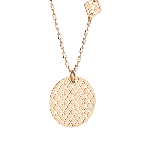 [TE.FASH.0007381] Rebecca Yellow Gold Plated Necklace W/Medallion Pendant