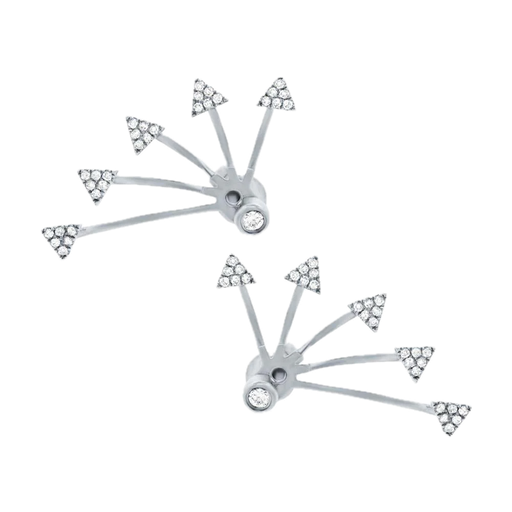 [SH.FASH.0007871] 14k White Gold Diamond Triangle Ear Jacket Earrings