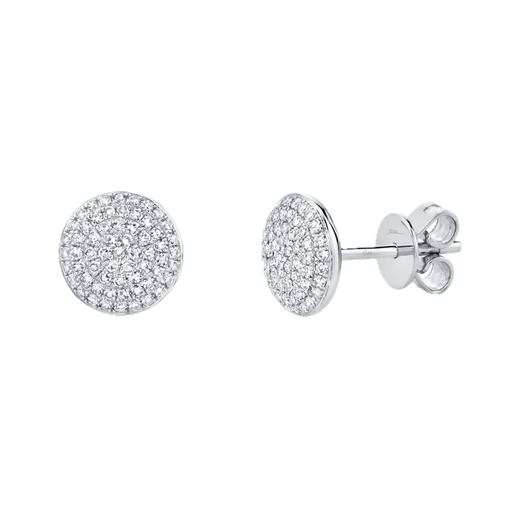 [SH.DIAM.0007832] Shy Creation 14k White Gold Diamond Pave Cir Stud Ear