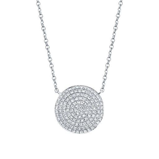 [SH.DIAM.0007828] Shy Creation 14k White Gold Diamond Pave Circle Neck