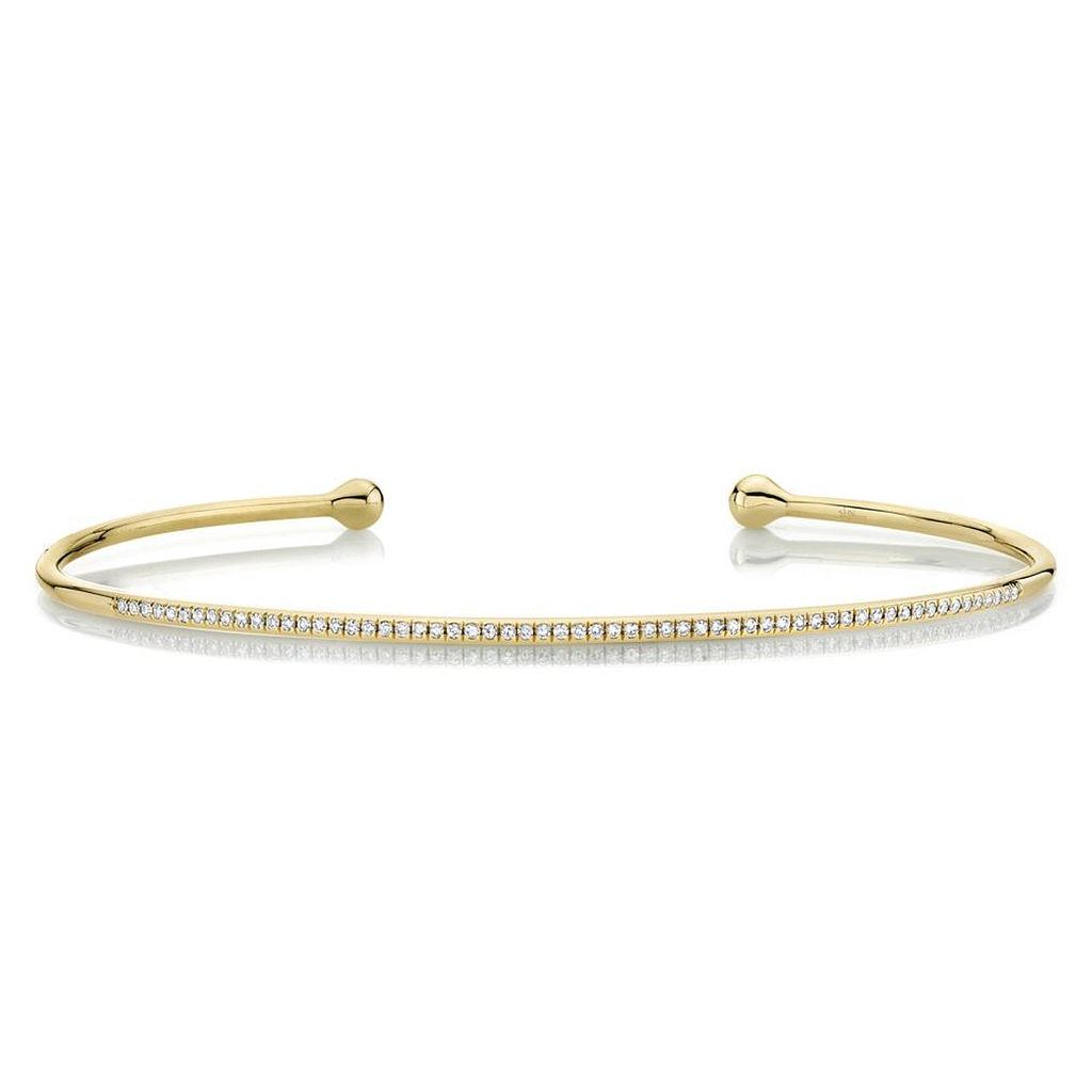 Shy Creation 14k Yellow Gold Diamond Bangle