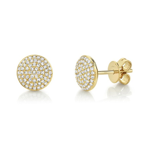 [SH.DIAM.0007852] Shy Creation 14k Yellow Gold Diamond Pave Circle Earring