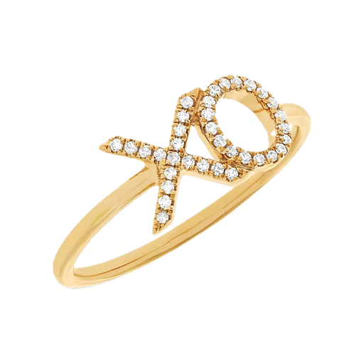 [SH.FASH.0007864] Shy Creation 14k Yellow Gold Diamond Xo Ring