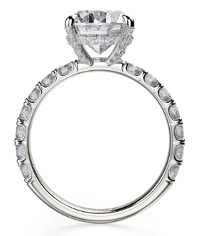 Oval Diamond Center with Pave Crown & Shoulders Engagement Ring Mounting