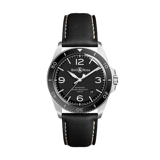[BE.WATC.0002315] Vintage Automatic Satin Polished Steel Case Matte Black Dial Black Calfskin Strap 41m