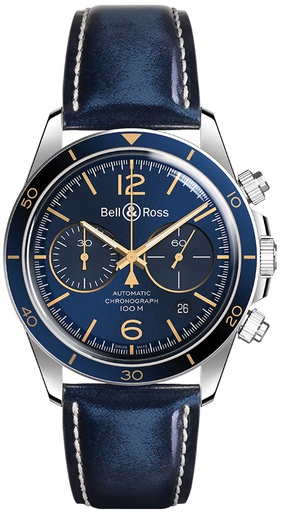[BE.WATC.0002320] Vintage Automatic Aeronavale Polished Steel Case Blue Sunray Dial Ice Blue Calfskin Strap 41m
