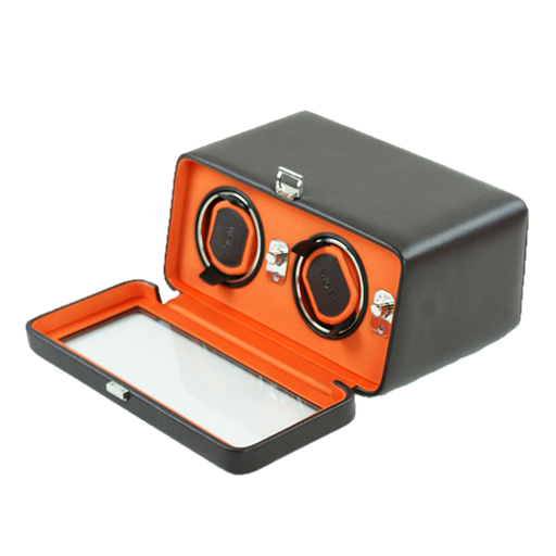 [WO.ACCS.0008508] Wolf Designs Windsor Double Winder W/Cover In Orange