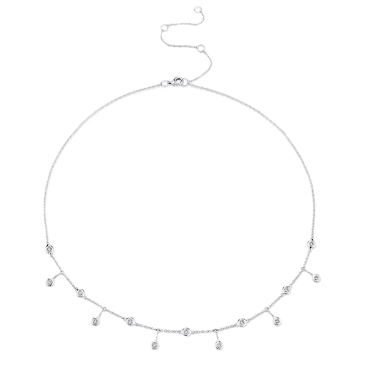 [SH.FASH.0007897] Shy Creation 14k White Gold Rain Drop Necklace 0.34cttw