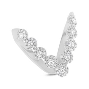 [SH.DIAM.7896] Shy Creation Eden 14k White Gold Diamond W/Halo V Ring 0.58cttw