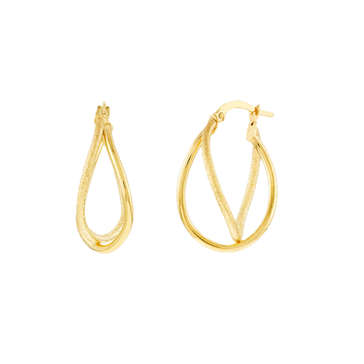 [MI.GOLD.0006035] Double Oval Satin & Polished Twist Hoops