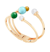[TE.FASH.0007529] Rebecca V Bronze Bracelet W/Stones