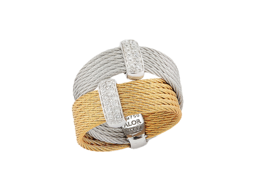 [AL.FASH.0001635] Ring 18k Yellow Gold & Ss & Yellow PVD & Ss Cable Size 7