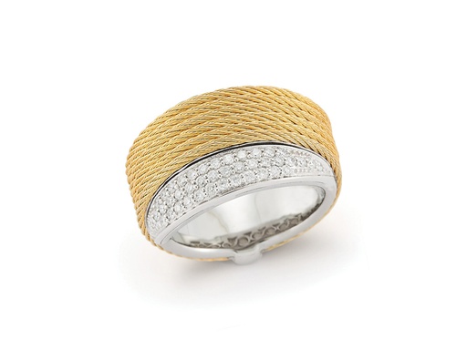 [AL.FASH.1640] Ring 18k White Gold & Ss & Yellow PVD Size 7