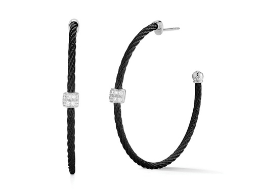 [AL.FASH.0001663] Earring 18k White Gold & Ss & Black Pvd