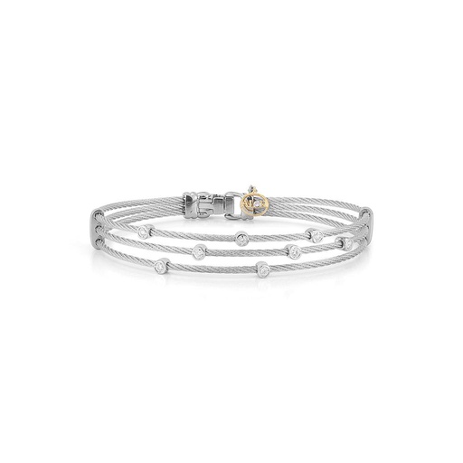 [AL.FASH.0001672] 18k Bangle White Gold & Ss W/Ss Cable Size 7