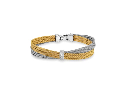 [AL.FASH.0001685] 18k Bangle White Gold & Ss W/Grey & Yellow Size 7