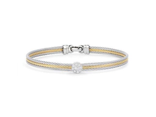 [AL.FASH.0001688] 18k Bangle White Gold & Ss W/Gray & Yellow, Round Size 7