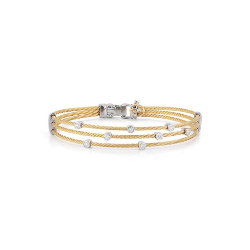 [AL.FASH.1694] 18k Bangle White Gold & Ss W/Yellow Cable Size 7