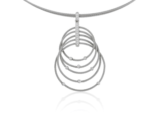 [AL.FASH.0001743] Necklace 18k White Gold & Ss & Ss Cable 17.5 In