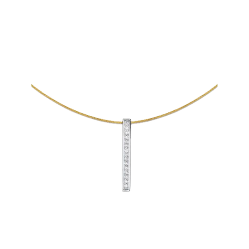 [AL.FASH.0001748] Necklace 18k White Gold & Ss & Yellow Cable, Short Bar 17.5 In