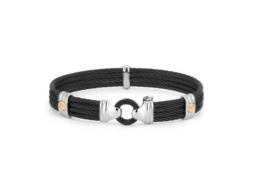 [AL.FASH.0001760] Men Bangle 18kt/ Ss W/Black PVD Cable Size 8