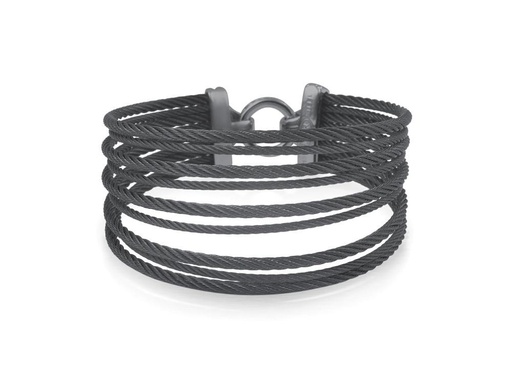 [AL.FASH.0001764] 18k Bangle White Gold & Ss W/Black PVD Cable Size 7