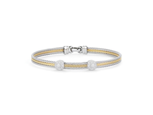 [AL.FASH.0001689] 18k Bangle White Gold & Ss W. Gray & Yellow Pvd, 2 Rn Size 6.25