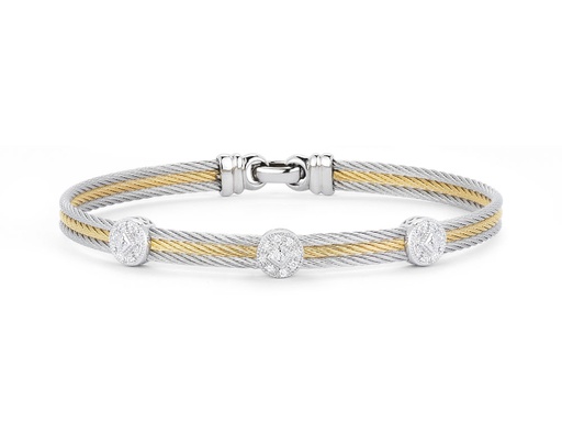 [AL.FASH.0001690] 18k Bangle White Gold & Ss W. Grey & Yellow Pvd, 3 Rn