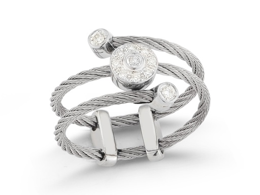 [AL.FASH.0001629] Ring 18k White Gold & Ss & Grey Cable