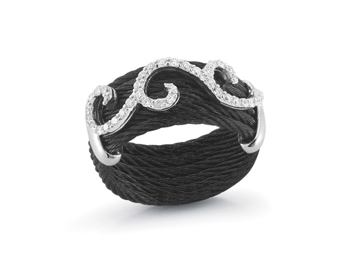 [AL.FASH.0001649] Ring 18k White Gold & Ss & Black PVD Size 7