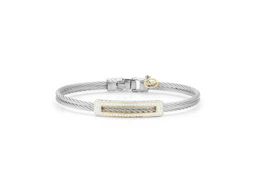 [AL.FASH.0001679] 18k Bangle Yellow Gold & Ss W. Grey Cable