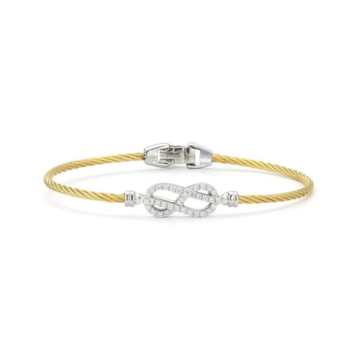 [AL.FASH.0001696] 18k Bangle White Gold & Ss W. Yellow Cable & Inf