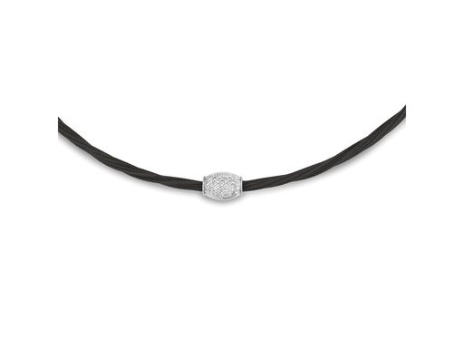 [AL.FASH.0001757] Necklace 18k White Gold & Ss & Black Cable, Large