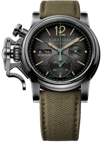 [GR.WATC.0005020] Chronofighter Vintage Aircraft Ltd. 250 W/Green Canvas Strap Size N1 & Titanium Pin Buckle