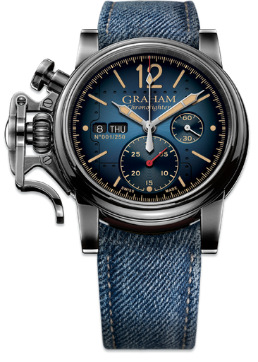 [GR.WATC.5022] Chronofighter Vintage Aircraft Ltd. 250 W/Blue Denim Strap Size N1 & Titanium Pin Buckle