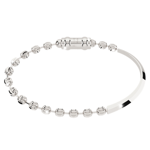 [TE.FASH.0008645] My World Silver Tone Half Bead Bracelet