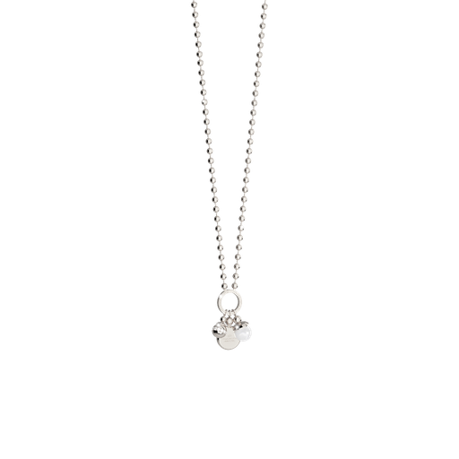 [TE.FASH.008650] Boulevard Pearl Silver Tone Neck W/1 Pearl & 2 Charms