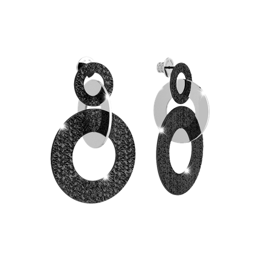 [TE.FASH.0008664] R-Zero Gunmetal Triple Circle Earrings