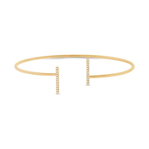 [SH.FASH.0008722] Kate Collection 14k Yellow Gold Open T Diamond Bangle 0.08ct