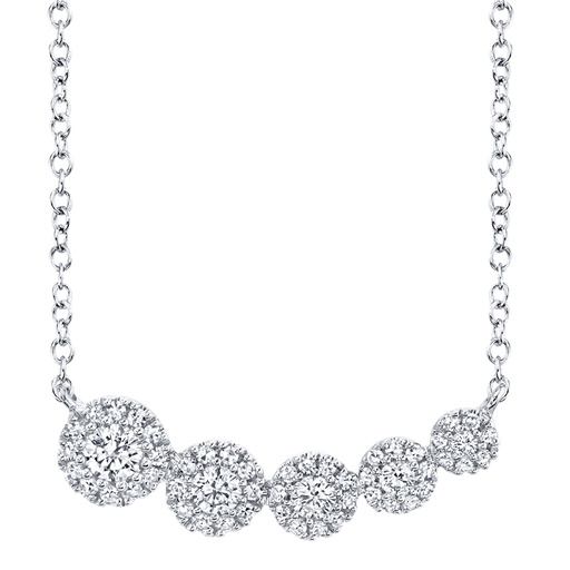 Graduated Circle Pave Diamond Necklace 14k