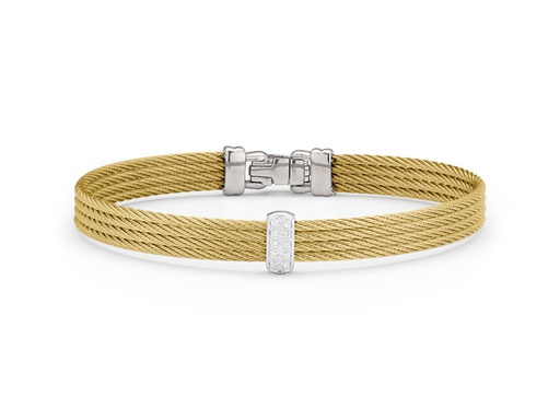 [AL.FASH.0008739] 18k Bangle White Gold & Ss W/Yellow Cable & 1rectangular Station