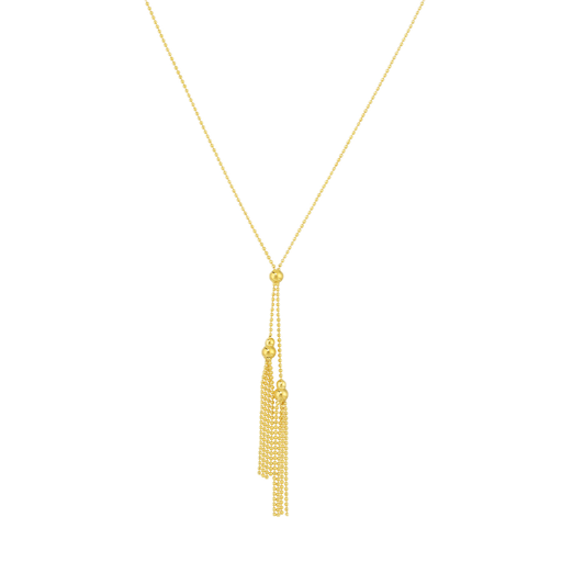 [MI.GOLD.0008792] 14k Double Bead Tassel Neck 18in