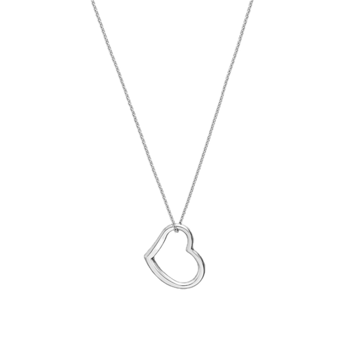 [MI.GOLD.0017636] 14k White Gold Heart Pendant Adj 18in