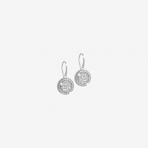 [TE.FASH.0009201] R-Zero All White Disk W/Stones Around Earrings