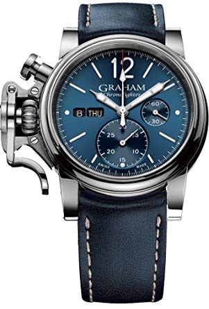 [GR.WATC.0009231] Chronofighter Vintage 44m Blue Dial Steel Case W/Blue Calf Strap W/Contrast Stitch