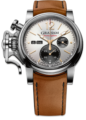 [GR.WATC.9236] Chronofighter Vintage 44m Silver Dial Steel Case Black Zones W/Tan Calf Strap
