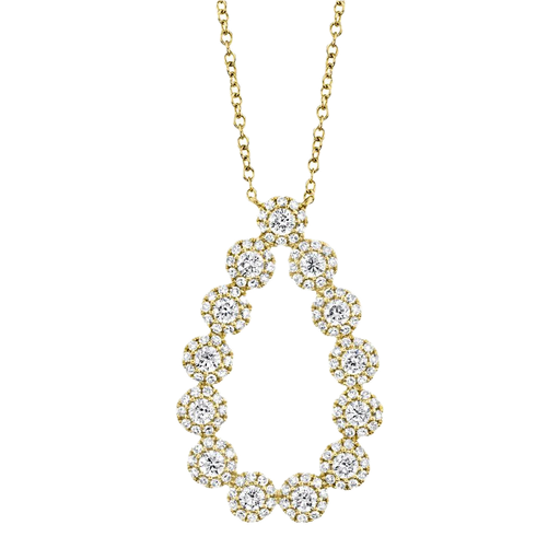 [SH.DIAM.0009267] Eden 14k Yellow Gold Open Tear Drop 0.80cts Halo Necklace